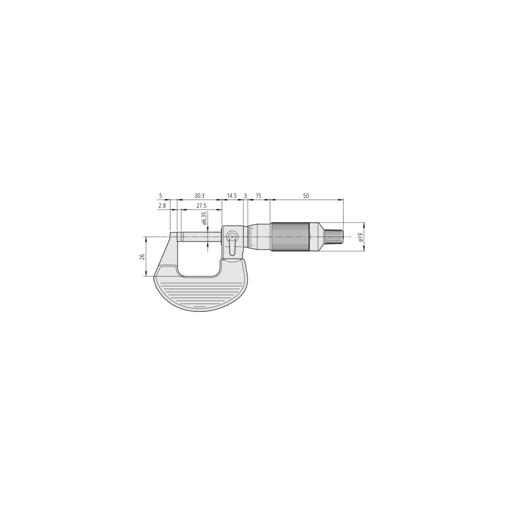 Mitutoyo Ratschentrommel Bügelmessschraube 0-25mm, 0,001mm