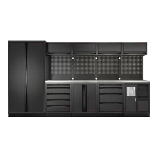 Mobilier d'atelier à 5 éléments Kraftwerk 3964HIX, paroi perforée à trous carrés, acier inoxydable