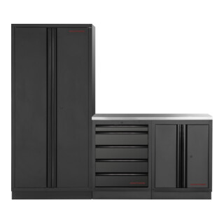 Mobilier d'atelier Mobilio 3 éléments Kraftwerk, armoire haute, acier inoxydable