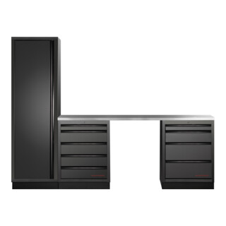 Mobilier d'atelier Mobilio 3 éléments Kraftwerk, armoire haute, acier inoxydable