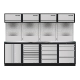 Mobilier d'atelier Mobilio 4 éléments Kraftwerk, 4x unité murale, paroi perforée, acier inoxydable