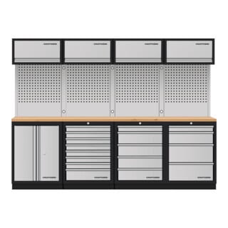 Mobilier d'atelier Mobilio 4 éléments Kraftwerk, 4x unité murale, paroi perforée, hêtre