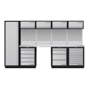 Mobilier d'atelier Mobilio 5 éléments Kraftwerk, armoire haute, 4/5/9 tiroirs, acier inoxydable