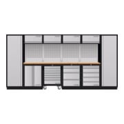 Mobilier d'atelier Mobilio 6 éléments Kraftwerk, 2x armoire haute, chariot d'atelier, hêtre