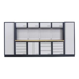 Mobilier d'atelier Mobilio 6 éléments Kraftwerk, 4 x unité murale, paroi perforée, hêtre