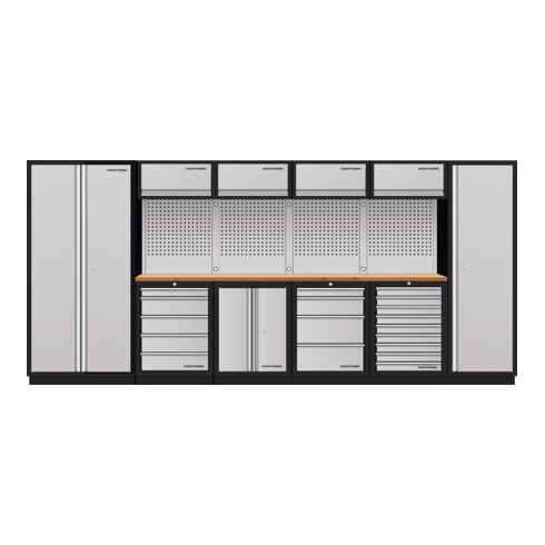 Mobilier d'atelier Mobilio 6 éléments Kraftwerk, porte à charnière, armoire haute, hêtre