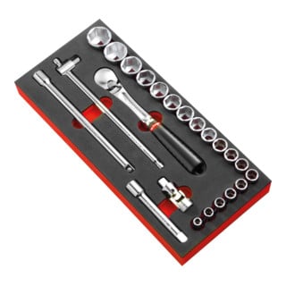 Module de mousse Facom - Eléments d'entraînement de la série 1/2", clé à douille, cliquet 23 pcs.