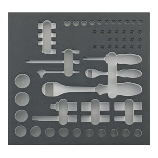 Module d'outils FORTIS 376 x 395 x 30 mm Clé à douille 1/4" + 1/2" vide