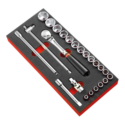 Facom Modulo in schiuma - serie di elementi da 1/2", bussole, cricchetto reversibile, 23pz.