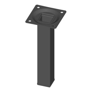 Möbelfuß schwarz RAL 9005 25x25mm H.150mm Platte