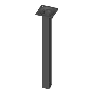 Möbelfuß schwarz RAL 9005 25x25mm H.300mm Platte