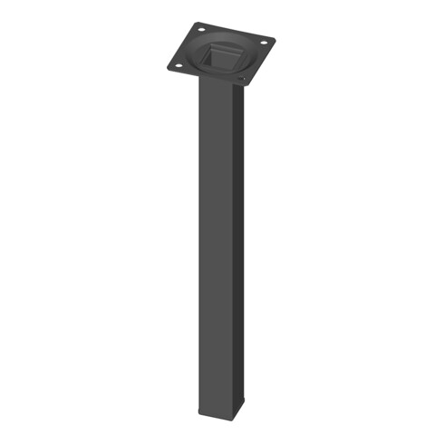 Möbelfuß schwarz RAL 9005 25x25mm H.300mm Platte