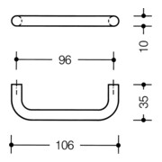 Möbelgriff 548.106B Ku.90 tiefschwarz ma 96mm D.10mm HEWI-4