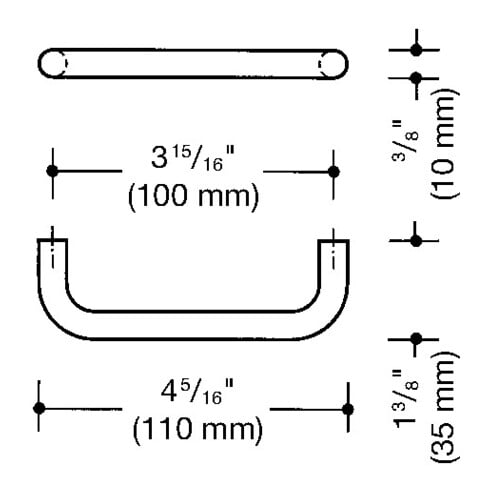 Möbelgriff 548.110B PA ma 98 signalweiß 100mm D.10mm HEWI