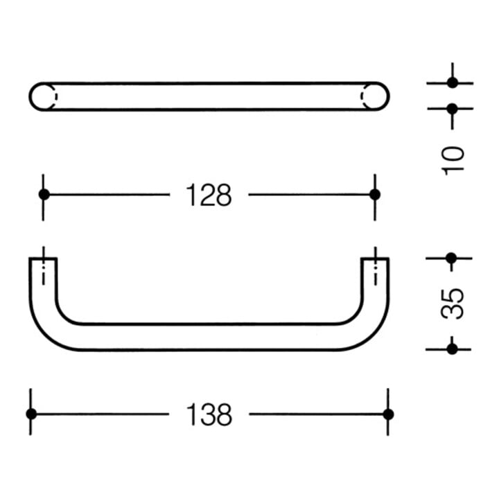 Möbelgriff 548.138B Ku.90 tiefschwarz ma 128mm D.10mm HEWI