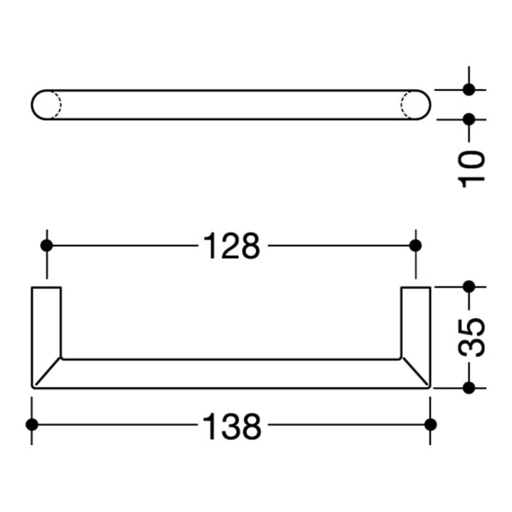 Möbelgriff 562.10B128 Ku.90 tiefschwarz ma 128mm D.10mm HEWI