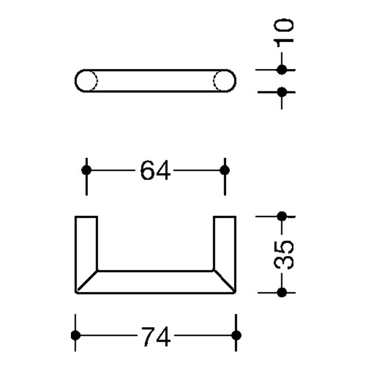 Möbelgriff 562.10B64 Ku.90 tiefschwarz ma 64mm D.10mm HEWI