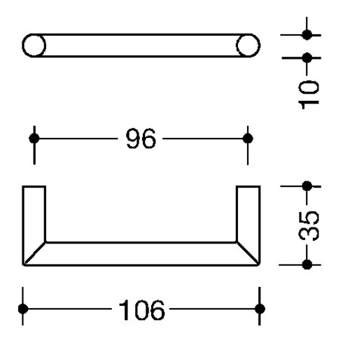Möbelgriff 562.10B96 Ku.90 tiefschwarz ma 96mm D.10mm HEWI