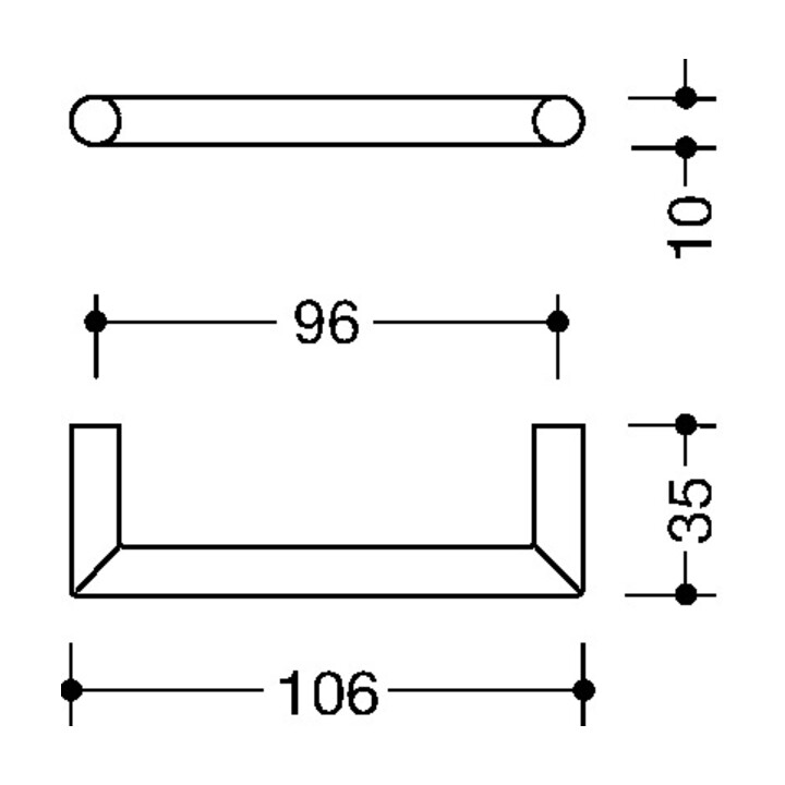 Möbelgriff 562.10B96 Ku.92 grau ma 96mm D.10mm HEWI