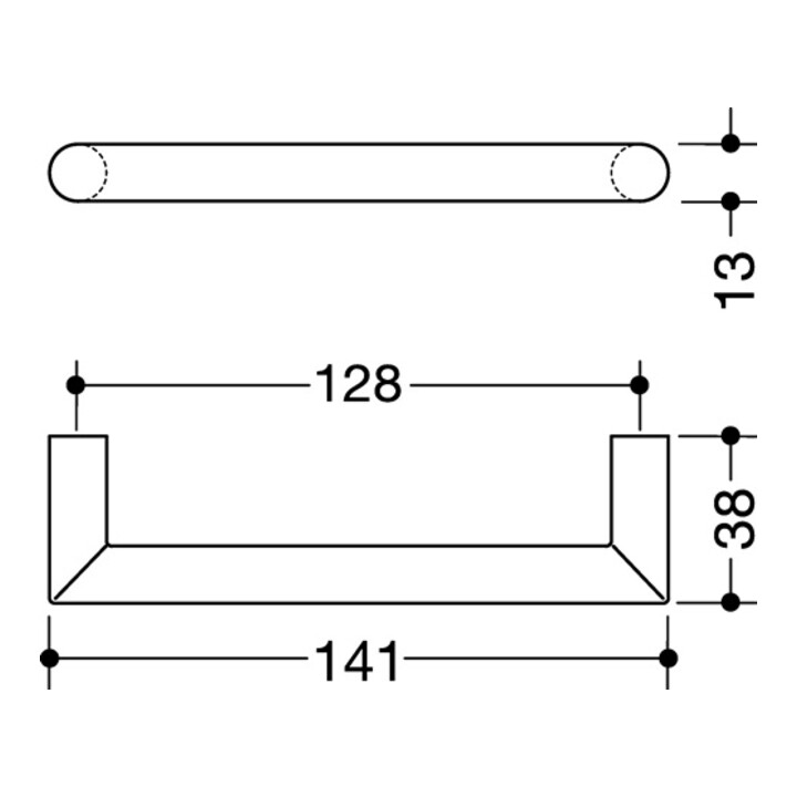 Möbelgriff 562.13.96 Ku.99 reinweiß 96mm D.13mm HEWI