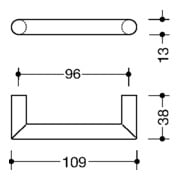 Möbelgriff 562.13B96 Ku.90 tiefschwarz ma 96mm D.13mm HEWI-4