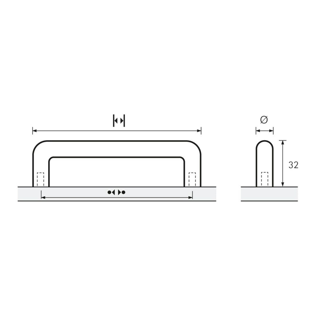 Möbelgriff Avenio STA VA Optik geb.96mm D.10mm HETTICH