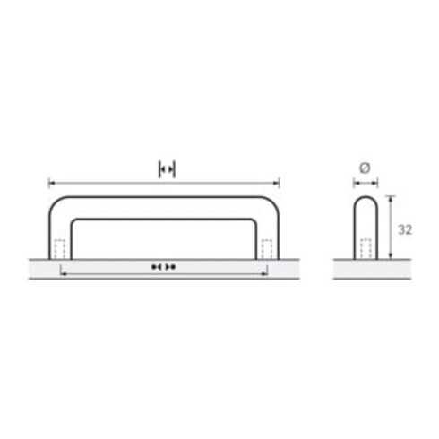 Möbelgriff Avenio STA verchr.glanz 160mm D.10mm HETTICH