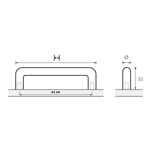 Möbelgriff Avenio STA verchr.glanz 352mm D.10mm HETTICH