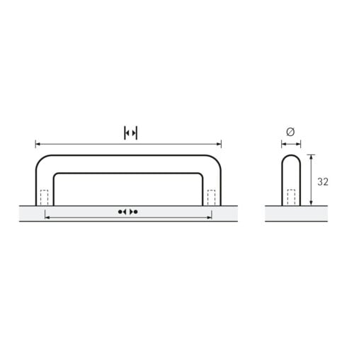 Möbelgriff Avenio STA verchr.ma 288mm D.10mm HETTICH