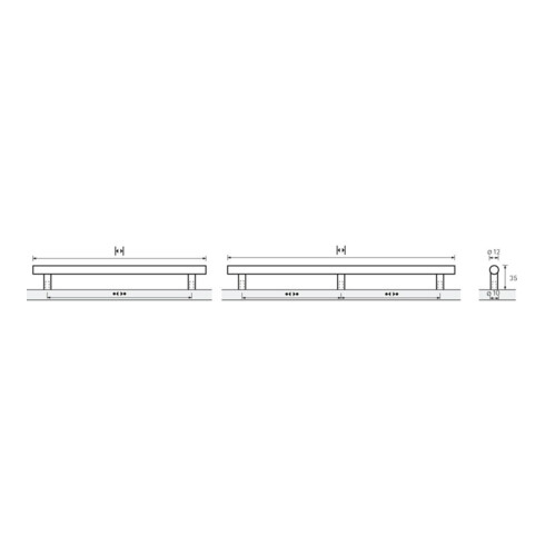 Möbelgriff Hale STA VA Optik geb.96mm D.12mm HETTICH