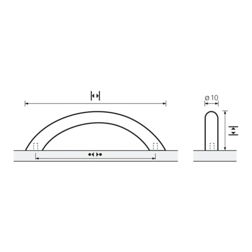 Möbelgriff Nicia STA verchr.glanz 224mm D.10mm HETTICH