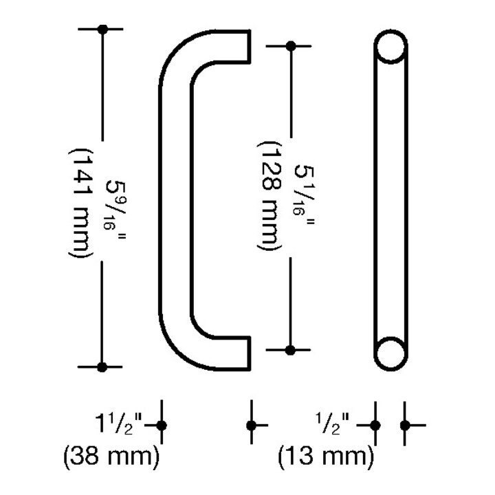 Möbelgriff PA ma 90 tiefschwarz ma 128mm D.13mm HEWI