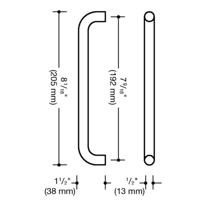 Möbelgriff PA ma 90 tiefschwarz ma 192mm D.13mm HEWI