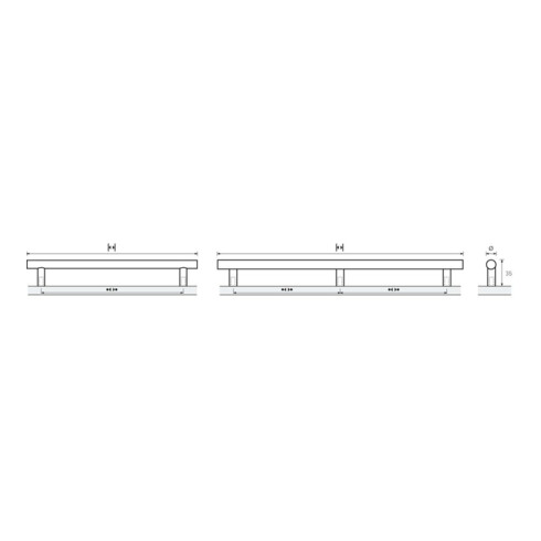 Möbelgriff Salvia VA geb.2x480mm D.12mm HETTICH