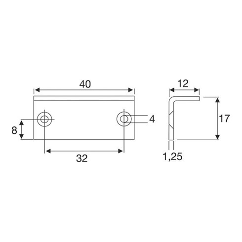 Möbelschließwinkel Zinkdruckg. vern. 40x12mm z. Anschr.