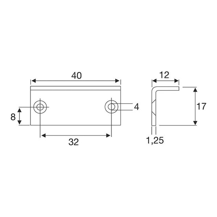 Möbelschließwinkel Zinkdruckg. vern. 40x12mm z. Anschr.