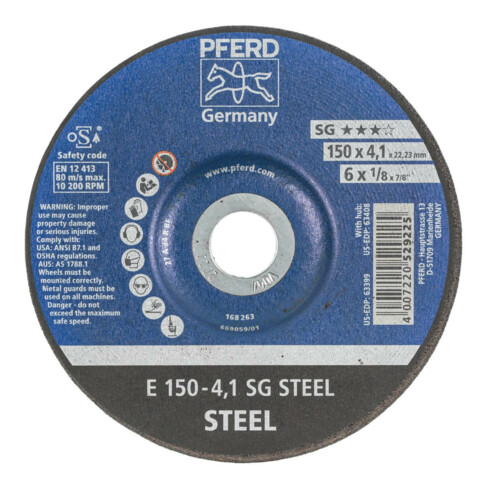 PFERD Mola SG-STEEL, ⌀150Xl=4mm