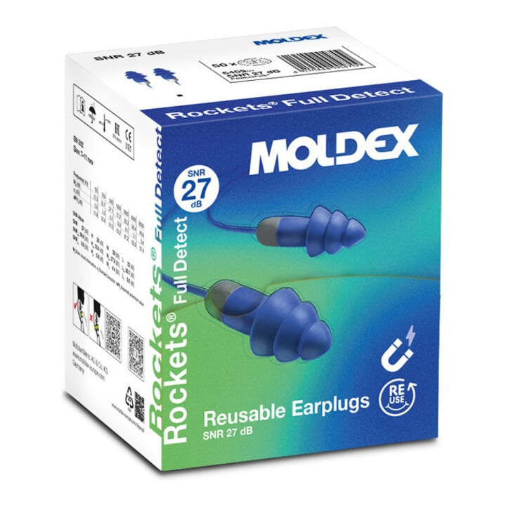 Moldex Bouchons d'oreille réutilisables Rockets Full Detect, paire en PocketPak SNR 27 dB