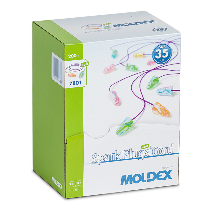 Moldex Bouchons d'oreilles jetables Spark Plugs Cord, paire en sachet poly SNR 35 dB