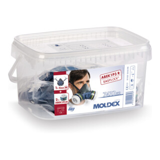 Moldex mondmasker A1B1E1K1 P3 R, maat M, serie 7000, organische gassen, anorganische gassen, zure gassen, ammoniak en deeltjes EasyLock®.