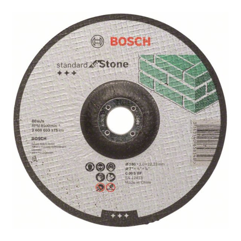 Molette de tronçonnage Bosch coudée Norme pour la pierre C 30 S BF, 180 mm, 22,23 mm, 3,0 mm