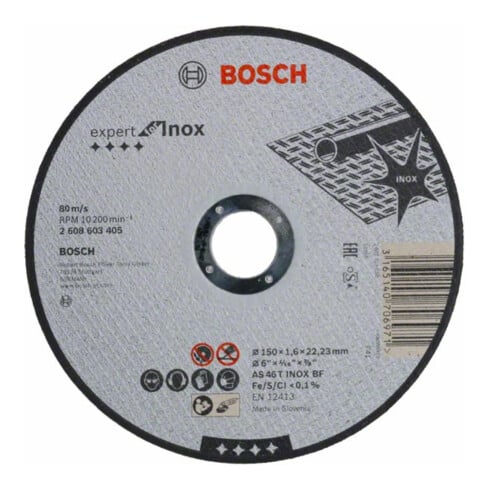 Molette de tronçonnage Bosch droite Expert pour Inox AS 46 T INOX BF, 150 mm, 22,23 mm, 1,6 mm
