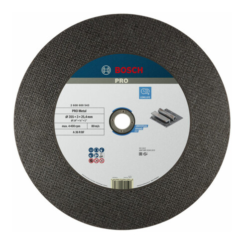 Molette de tronçonnage Bosch droite Expert pour Métal A 36 R BF 355 mm 25,40 mm 2,8 mm