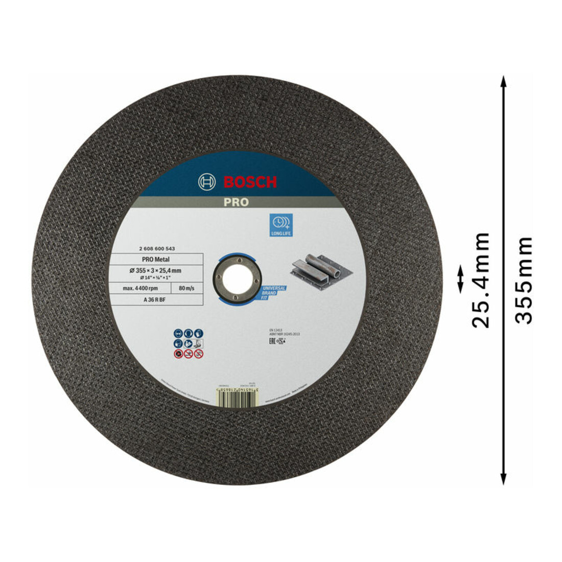Molette de tronçonnage Bosch droite Expert pour Métal A 36 R BF 355 mm 25,40 mm 2,8 mm