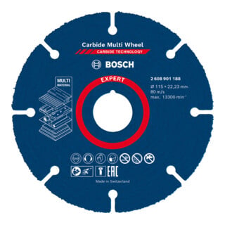 Molette de tronçonnage Bosch Expert en carbure, 115 mm, 1 mm, 22,23 mm