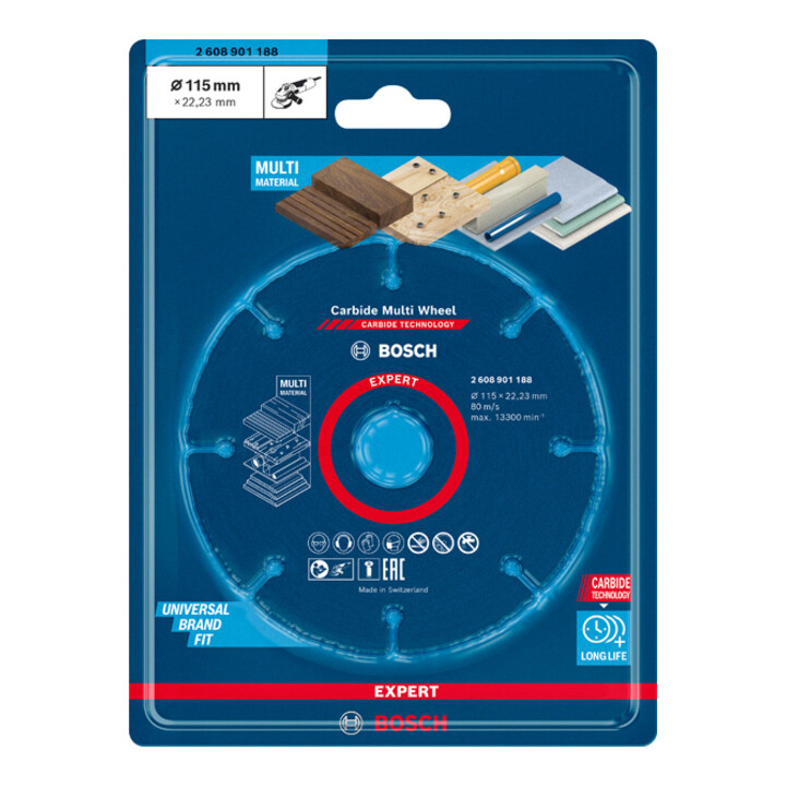 Molette de tronçonnage Bosch Expert en carbure, 115 mm, 1 mm, 22,23 mm
