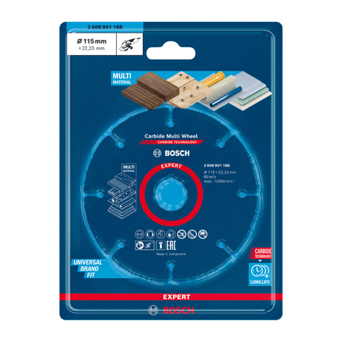 Molette de tronçonnage Bosch Expert en carbure, 115 mm, 1 mm, 22,23 mm