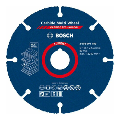 Molette de tronçonnage Bosch Expert en carbure, 125 mm, 1 mm, 22,23 mm
