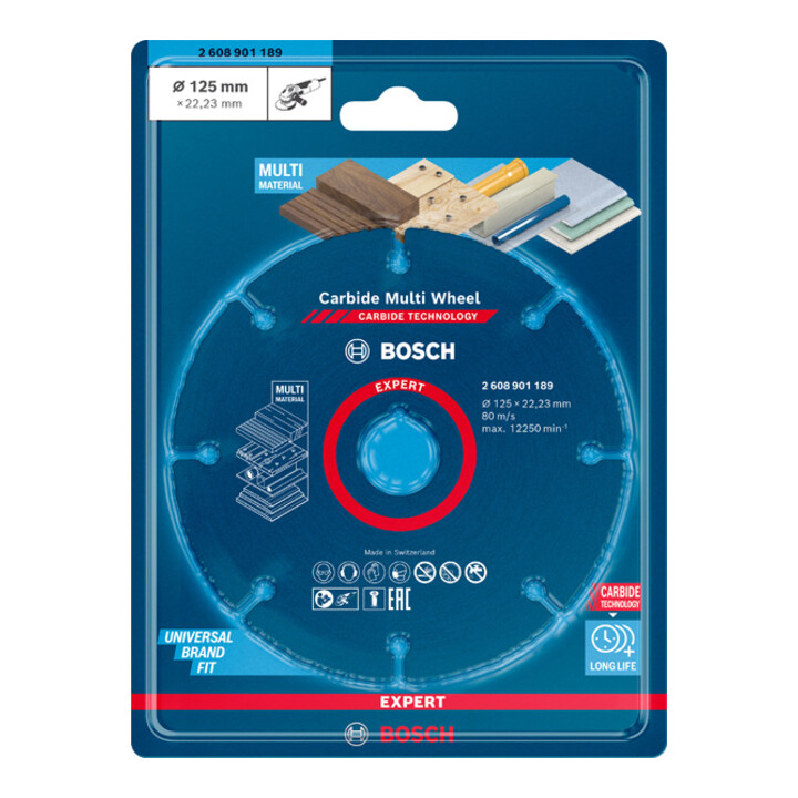 Molette de tronçonnage Bosch Expert en carbure, 125 mm, 1 mm, 22,23 mm