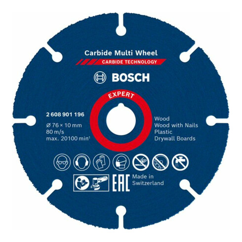 Molette de tronçonnage Bosch Expert en carbure, 76 mm, 1 mm, 10 mm